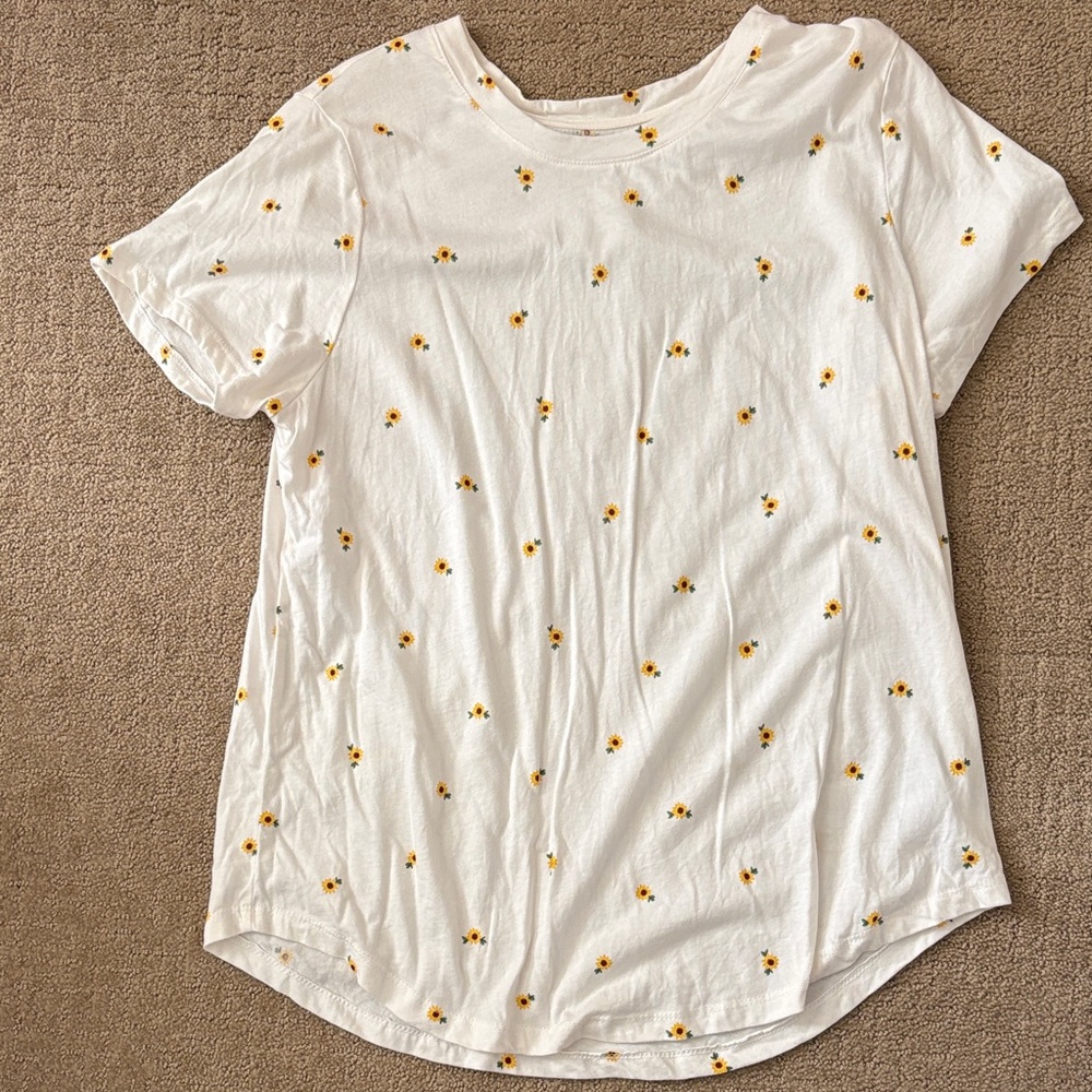 Old Navy White Tee with Yellow Floral Accents